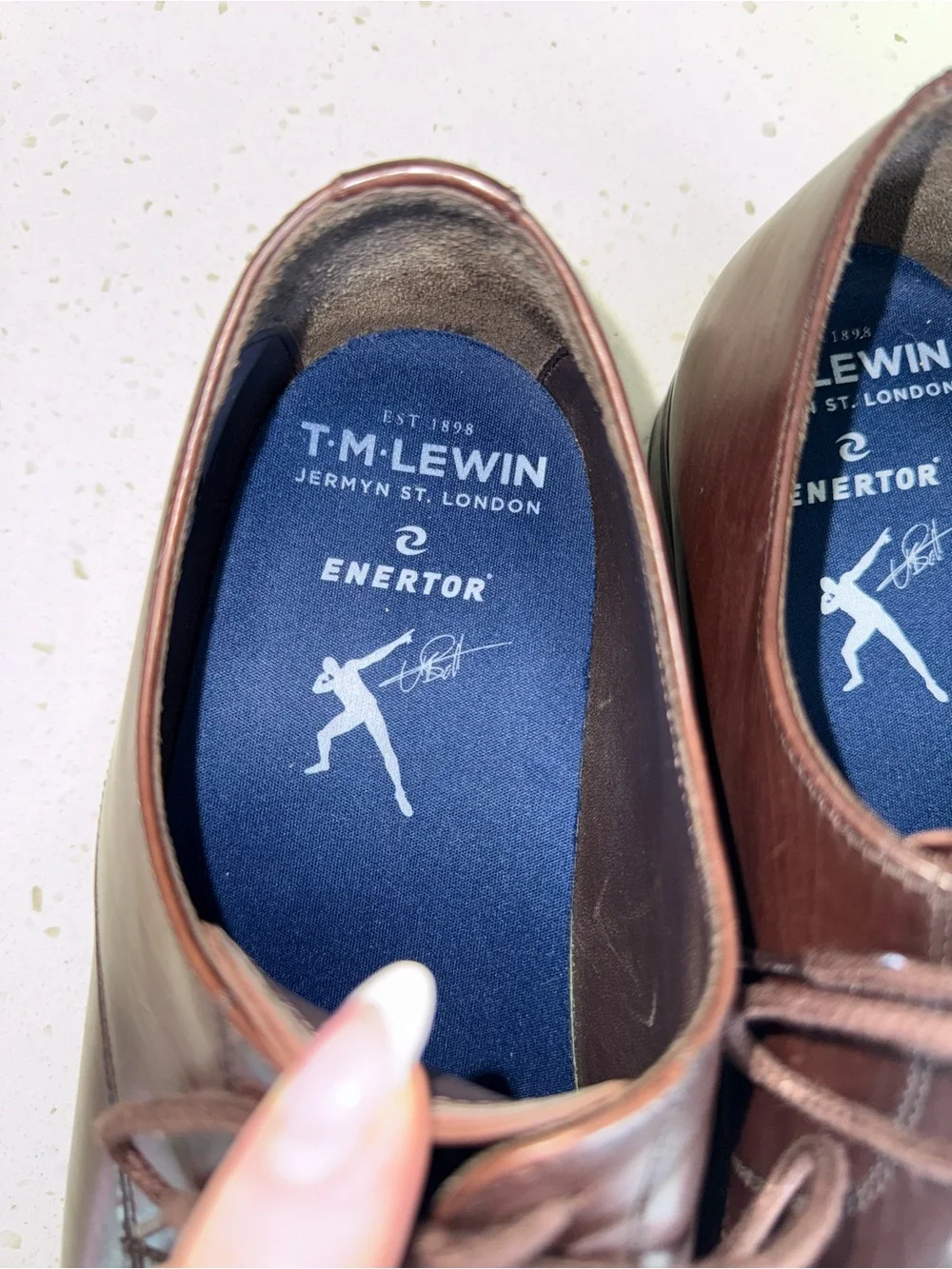 T.M.Lewin Men's Dark Brown Leather Derby Shoes
